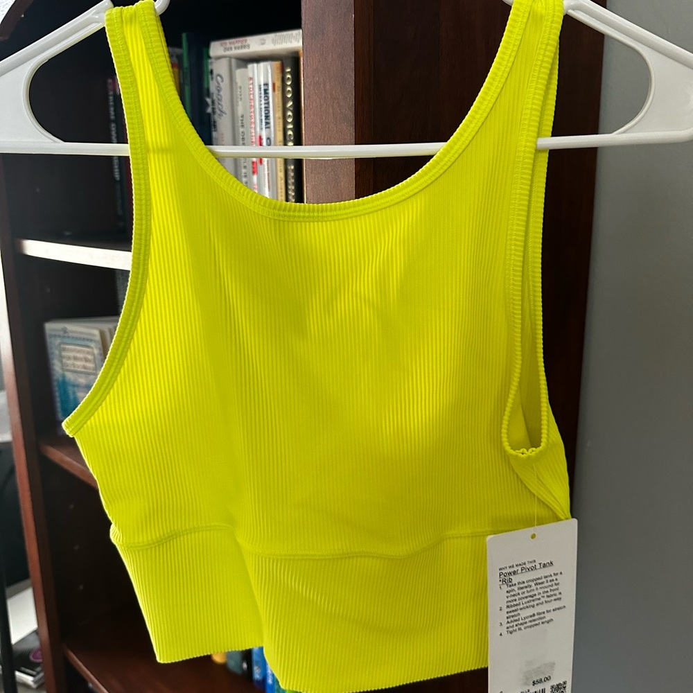 Lululemon Yellow Power Pivot Tank